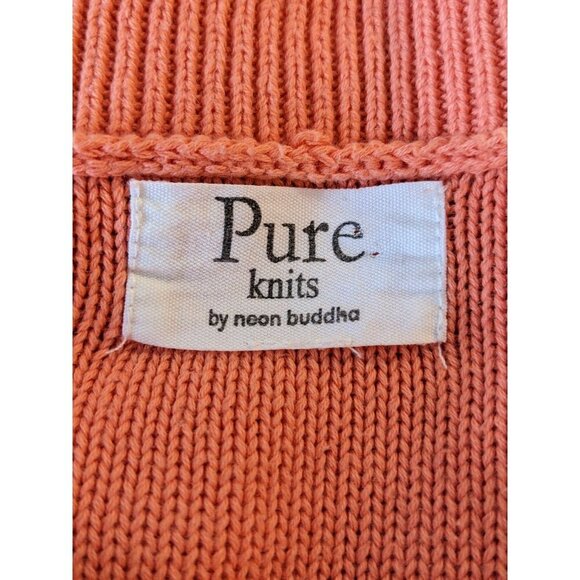 Neon Buddha Sweater Women XL Orange Pure Knits Infinity Popover Open Knit Cotton - Picture 9 of 9